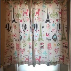 Girls Paris Themed Curtains - 2 Panels